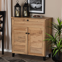 Baxton Studio FP-02LV-Wotan Oak Coolidge Modern and Contemporary Oak Brown Finished Wood 1-Drawer Shoe Storage Cabinet 